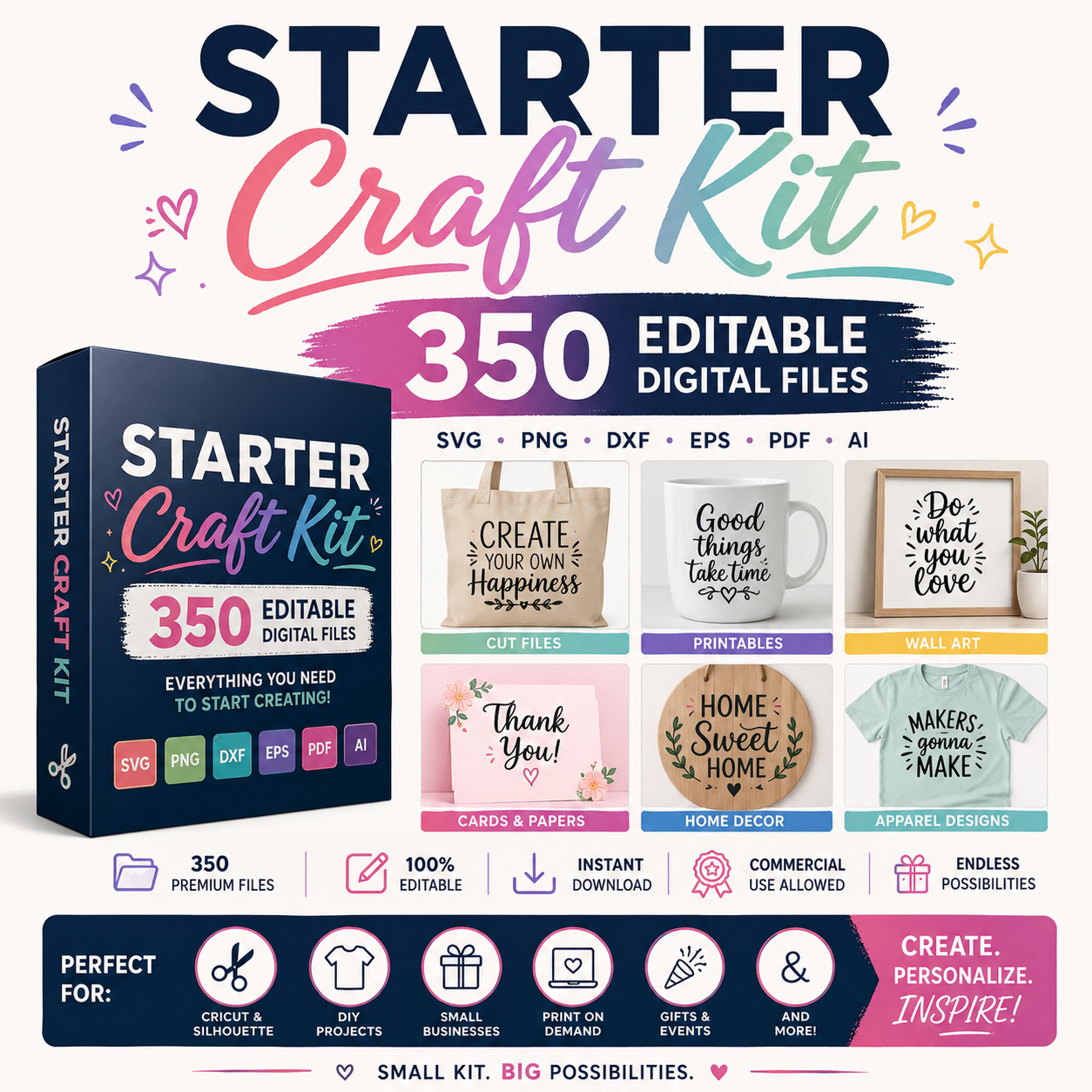 Starter Craft Kit — editable digital craft and stationery files