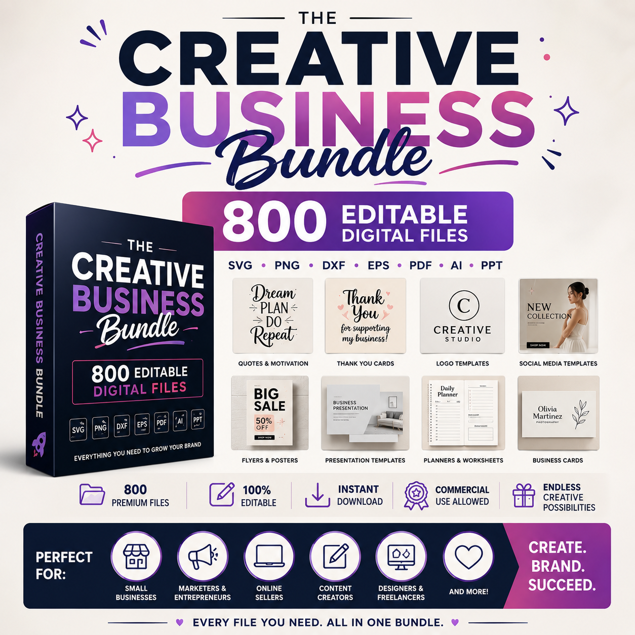 Creative Business Bundle — editable digital craft and stationery files