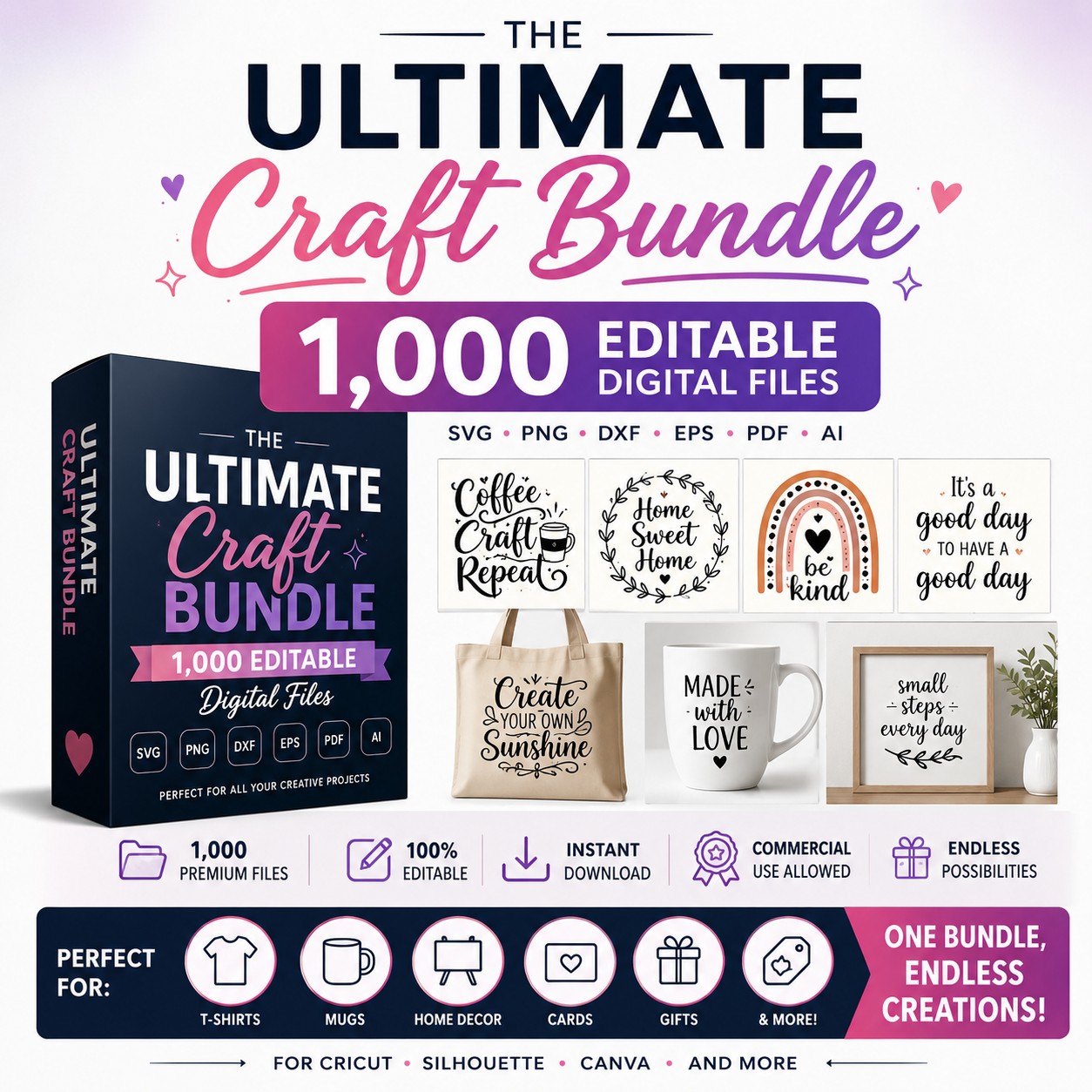 Ultimate Craft Bundle — editable digital craft and stationery files